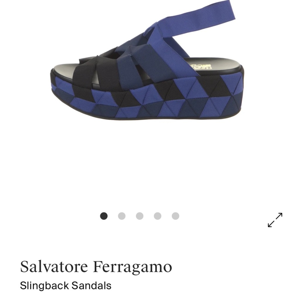 Salvatore Ferragamo Black and Blue Woven Sandals